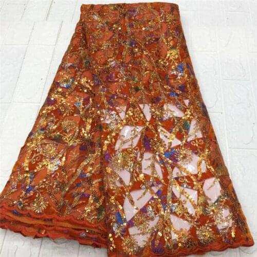 Latest African Lace Fabric High Quality French Net Embroidery Multicolor Sequins Tulle Lace Fabric For Nigerian Party Dress