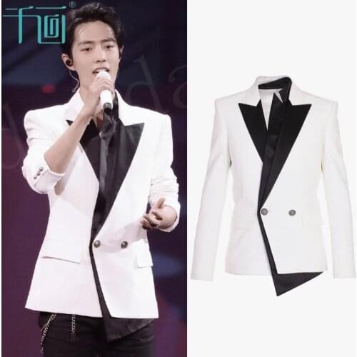 New Arrival Blazers Costume White Stage Bar Male Singer Host Emcee Groom Best Man Suit Men Dress Clothes