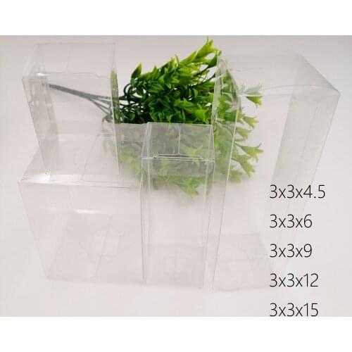 50pcs 3x3xH Pvc Plastic Box Storage Transparent Boxes Jewelry Gift Box Wedding/Christmas/Candy/Party For Gift Packing Boxes Diy