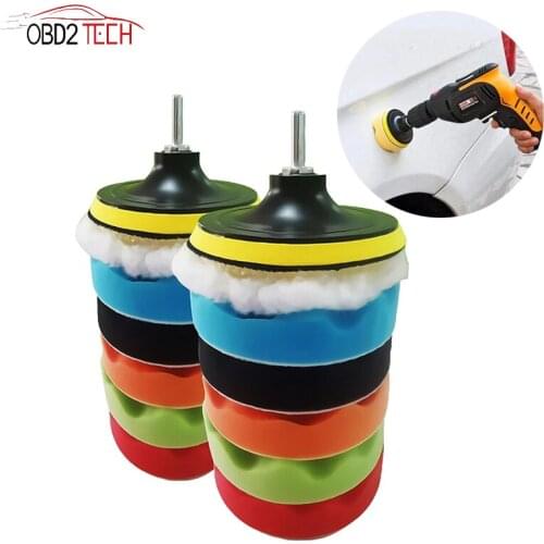 8 Pcs/Set 5 inch/7 inch Buffing Sponge Polishing Pad Hand Tool Kit Car Polishing Compound Disc For Car Polisher Drill Adapter