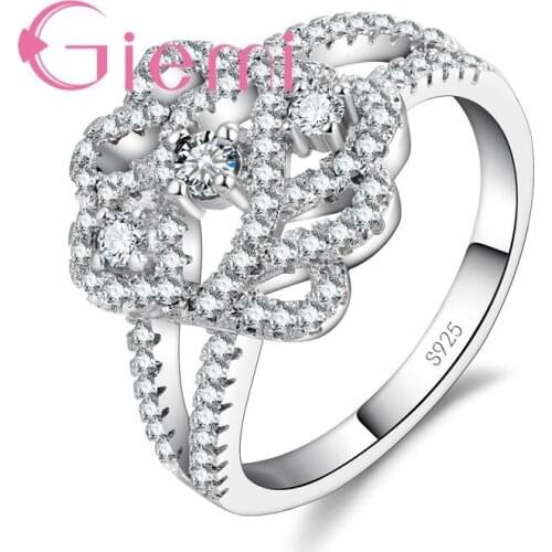 Romantic Round Austria Crystal Stone Ring for Bride Wedding Ceremony Vow Jewellery Cubic Zirconia