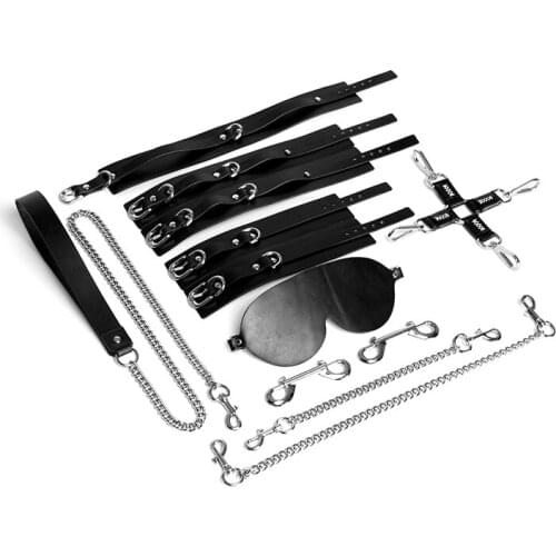Luxury Genuine Leather Bdsm Sex Toys Kits Slave Bondage Set Handcuffs Ankle Cuff Collar Adult Products for Couples Women Gay