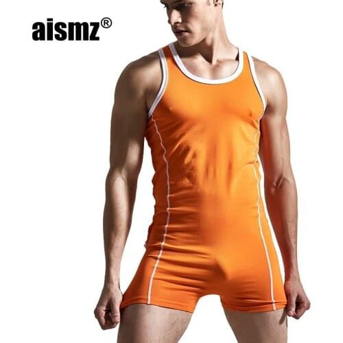 Aismz Sexy Undershirt Men bodysuit body stocking sexy Man jumpsuit wresting Undershirts shapper gay exotic club jumpsuit