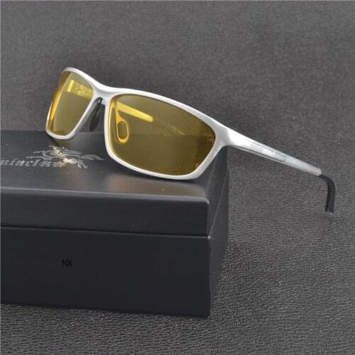 MINCL Men Aluminum Sunglasses Polarized UV400 Mirror Male Square Night Vision Driving Goggles Sun Glasses Women For Men NX