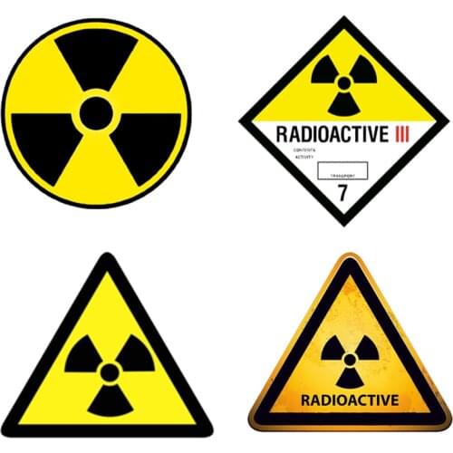 Warning Radioactive Reflective Car Stickers 1 To 8 Radiation Protection Stickers Vinyl PVC Motorcycle Decal Waterproof Sunscreen