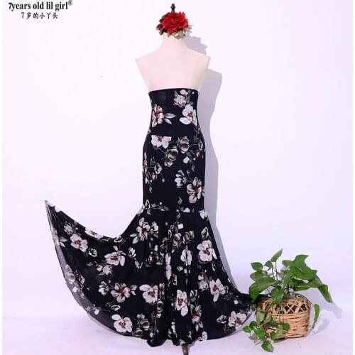 7years Old Lil Girl 2021 New Spanish Dance Dress Flamenco Practice Skirt Multilayer Wear Women 2DTT33