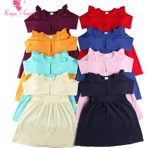Kaiya Angel Spring Autumn Long Sleeve Children Girls Dresses Solid Candy Color Clothes for Princess 2018 Girls Boutique Dress