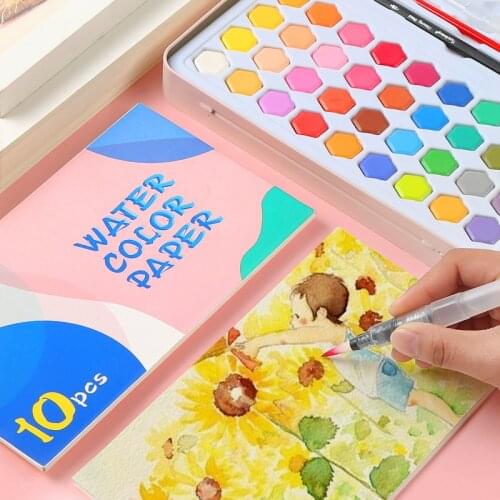 High Quality Solid Watercolor Paint With Wooden Pole 36 Colors Brush Pen Set Water Brush Gouache Pigments School Art Stationery