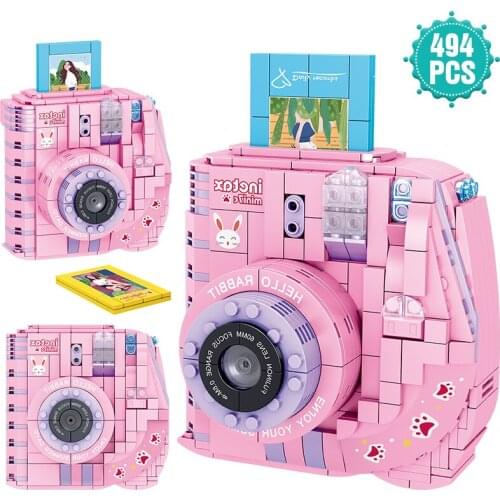 High-tech Ideas Creative Building Blocks Series Pink Camera Model Brick Diy Educational Toys For Childrens Girls Gifts