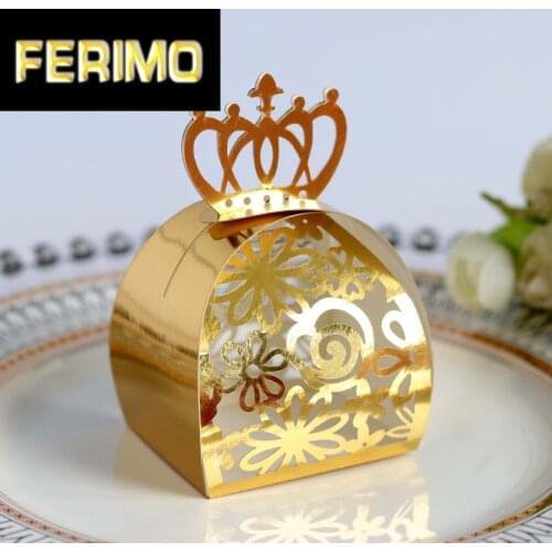 Gold/Red Wedding Favor Box Gift Bags Rose Laser Cut Hollow Candy Box For Chocolate Cardboard Box Paper Box