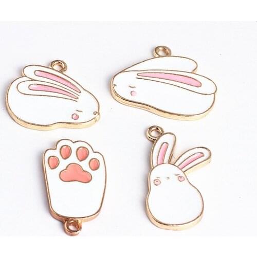 10pcs 2020 New Design Fashion Alloy Cute Super Buns Rabbit Earrings For Women Bracelet Necklace Pendant Diy Jewelry Accessories
