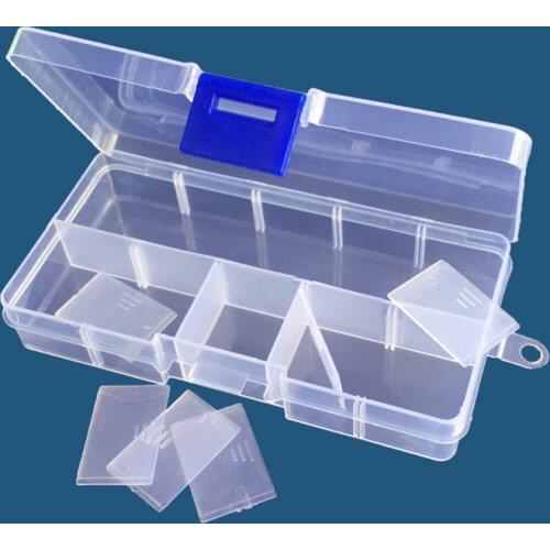 10 Slots Plastic Storage Jewelry Box Compartment Adjustable Container For Beads Earring Box For Jewelry Rectangle Box Case