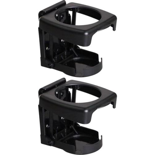2Pcs Car Folding Drink Holder Truck Can Cup Stand Mount Hard Plastic Black