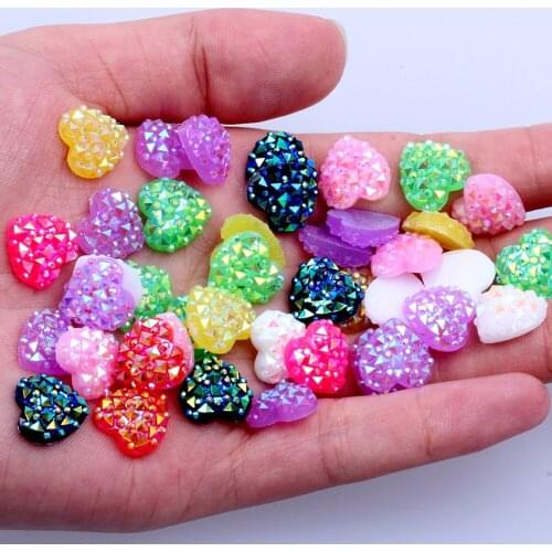 200pcs 12mm Heart Shape Flatback Non Hotfix Resin Gems Rhinestone High Luster Glue On Wedding Dress DIY Nail Art Decoration