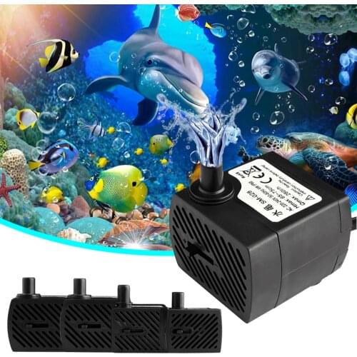 2W/4W Ultra-Quiet Submersible Water Pump Aquarium Water Pump Filter Fish Pond AC 110-240V Fish Tank Garden Fountain Pump D30