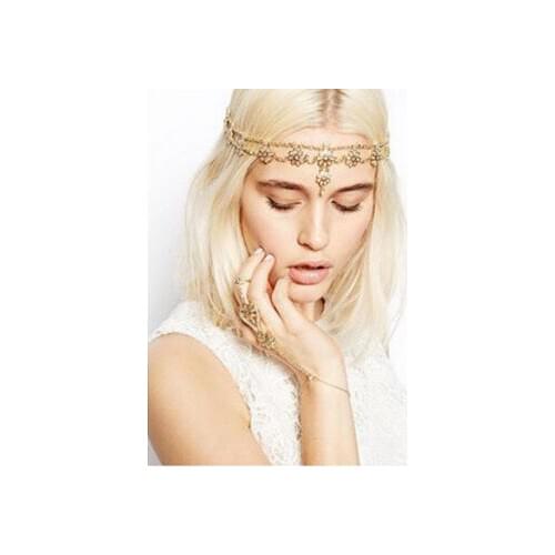 30pcs/lot DIY Golden Simple Bohemia Pearl Flower Head Chain Tassel Frontlet Drill Hair Bands Hair Styling Tools Accessory HA930