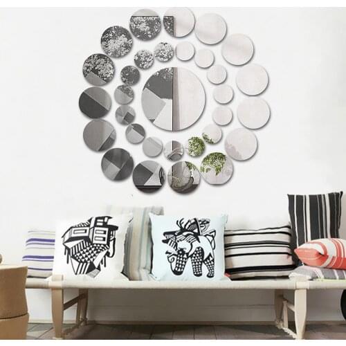 31pcs Mirror Wall Sticker Decal Butterflies 3D Mirror Wall Art Party Wedding Home Decors Circle pattern Wall Decal On Sale 20