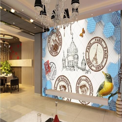 3D photo wallpaper Living room bedroom wallpaper modern 3D stereo crystal postmark mural TV backdrop mural