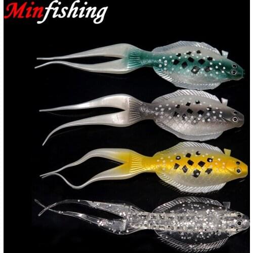 Minfishing 4Pcs/lot Soft Wobbler Fishing Lure Jigging Bait with 3D Eyes 12cm 8g Worm Swimbaits Silicone Lure Fishing Tackle