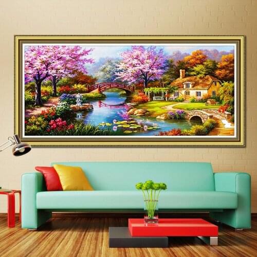 QIZITENG 5D Diy Diamond Painting Dream House Scenery Natural Scenery Diamond Embroidery Rhinestone Gift European Home Decor Gift