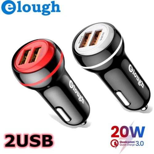 Elough 2USB Car Charger Quick Charger 3.0 PD3.0 Mobile Phone 20W Max Fast Charging Adapter For iPhone Huawei Xiaomi Samsung