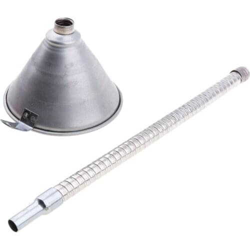 Car Truck Auto Metal Flexible Spout Filter Gas Oil Water Fuel Funnel