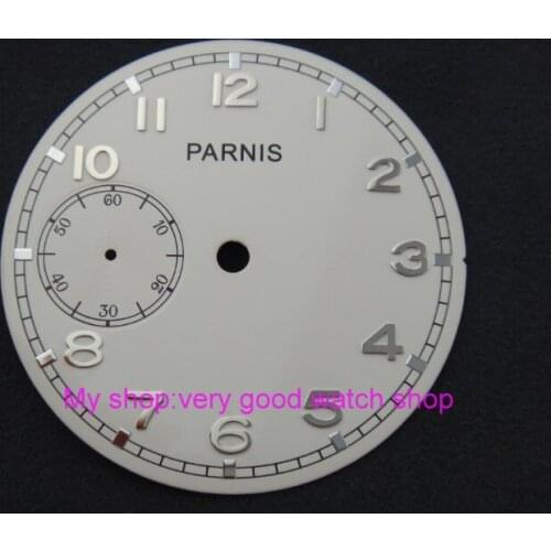 38.9mm white dial fit for 6497-1 /6497-2/st3600 movement watch dial silvery marks 08a