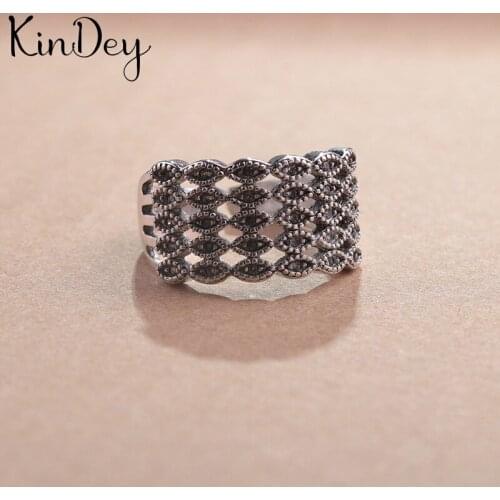 Kindey Korean Trendy Silver Color Crystal Big Rings For Women Lady Men Antique Rings Open Finger Jewelry