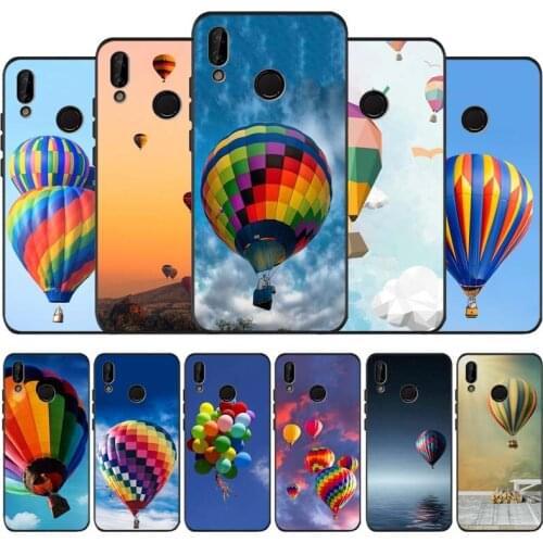 Hot air balloon black soft Phone Case for huawei P40 P30 P20 P10 Pro lite P9 Lite nova 4E 6SE Psmart 2019 Y6 9 Prime