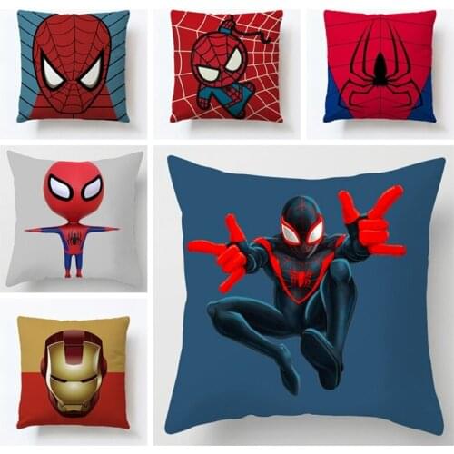 DISNEY NEW Movie Marvel Superhero Cushion Cover 45x45cm Pillowcase Caption America Iron man Print Home Decora Soft Pillowcase
