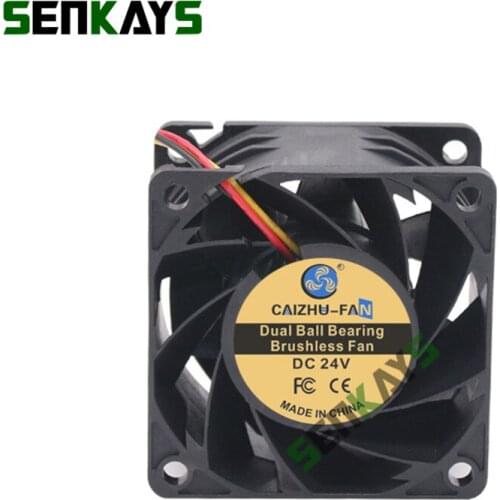Dual Ball Bearing 60x60x38mm 6038 DC 24V 6800rpm Server Fan Brushless Machine Equipment Super Violent Winds Fan 2510 3pin