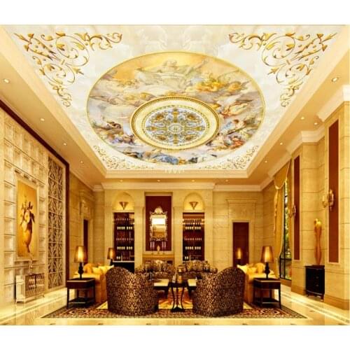 Custom Large Ceiling Mural 3d Marble Gods hymn European style Background wall Photo Mural Ceiling Wallpapers