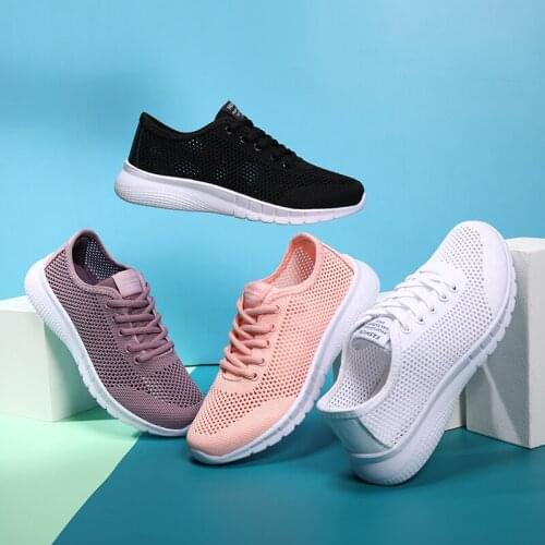 Sneakers Women Casual Breathable Sport Shoes Lace Up Loafers Ladies Mesh White Outdoor Walking Running Shoes Zapatos de mujer 41