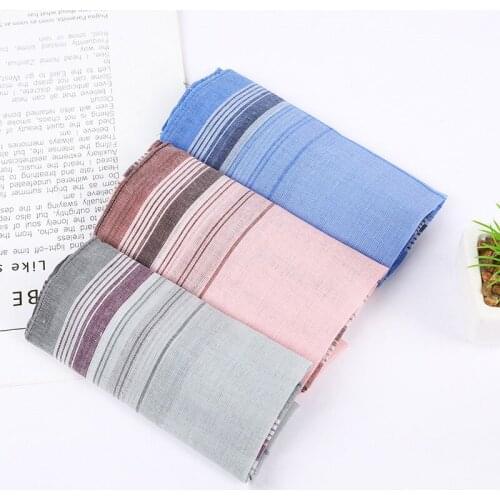 Square Plaid Stripe Handkerchiefs Men Classic Vintage Pocket Cotton Towel For Wedding Party 37*37cm Random