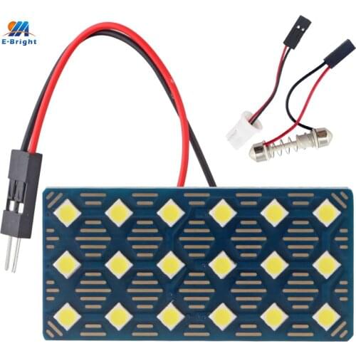 YM E-Bright 3030 18 SMD LED Panel Lamps License Plate Lights Car Dome Light 12V 24V AC DC Nonpolarity T10 + Festoon Sockets 2pcs
