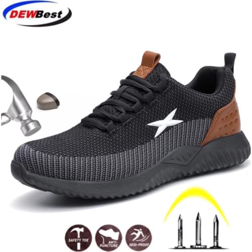 Mens Safety Shoes Boots With Steel Toe Cap Casual Mens Boots Work Indestructible Shoes Puncture-Proof Work Sneakers