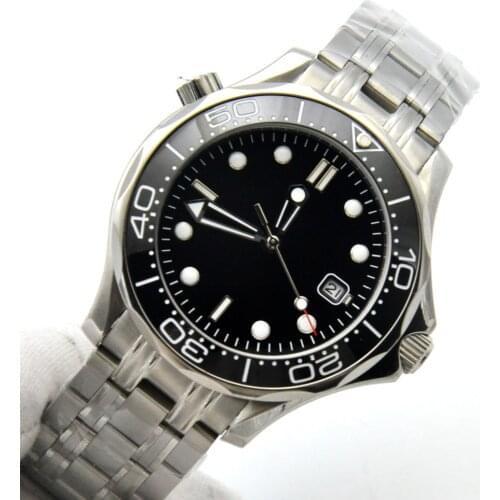 Black Sterile dial hippocampus 300 series automatic mechanical watch mens watch steel band