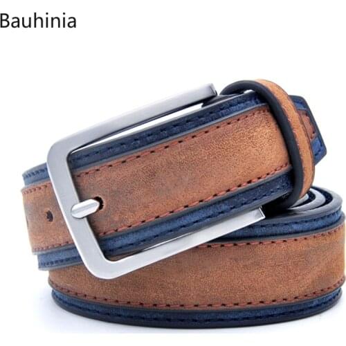 Bauhinia NEW Mens High-end PU Material Alloy Pin Buckle Belt Fashion Formal Casual Vintage High-quality Jeans Belt