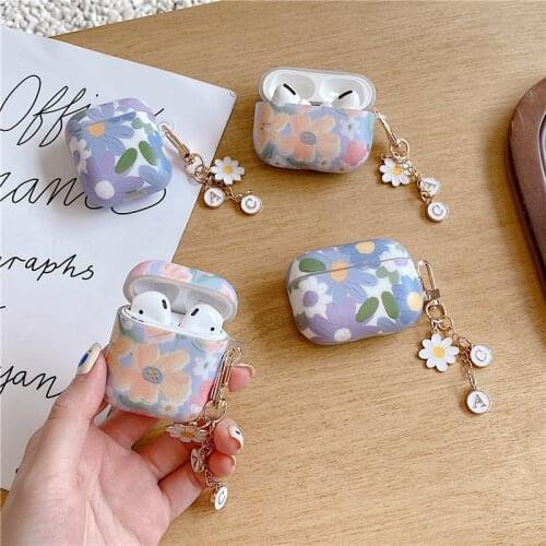 Korea Flower Cute Daisy Flower Pendant Keyring Headphone Case for AirPods 2 1 Soft Wireless Earphone Cover for Air Pods Pro Capa