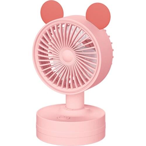 Mini Desk Fan Portable Personal Fan Cute Cartoon Fan 3 Speeds Adjustable Electric Cooling Fan USB Rechargeable