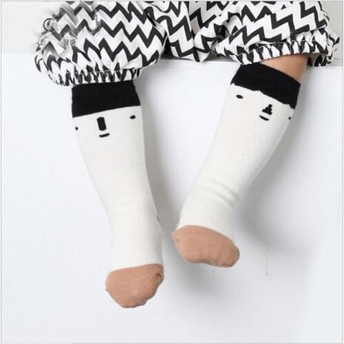 Baby boy Socks Knee High socks With humor emotion face Socks anti-slip toddler kids Long Tube Booties calcetines