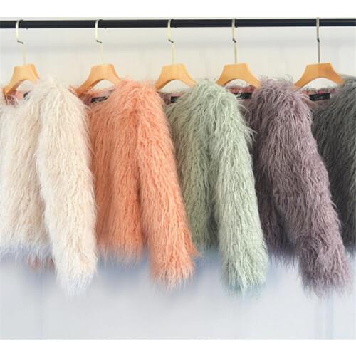 New Women Faux Sheep Fur Short fur Big Size Faux Fur Coats Slim Female Fake Fur Lady Winter Long Sleeve Coat Party Jacket WZ997