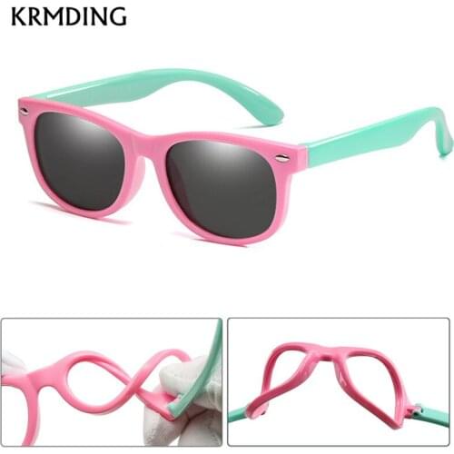 2019 new silicone polarized kids sunglasses square boys and girls glasses UV400 childrens brand design soft safety sunglasses