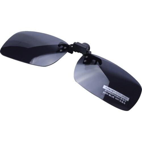 Unisex Gray Lens Rectangle Flip Up Driving Sunglasses Clip On Polarized Glasses