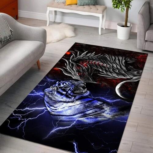 Dragon and tiger rectangle Area Rug 3D Printed Non-slip Mat Dining Room Living Room Soft Bedroom Carpet