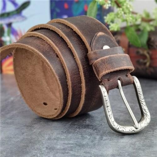 Vintage Leather Belt Men Metal Pin Belt Buckle Waist Mens Belt Wide Jeans Ceinture Homme Riem Leather Belts For Men MBT0046