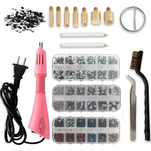 Hot fix Rhinestones Hotfix Applicator Tool with 7 Tips Crystal Glass Rhinestone Iron-on Wand DIY Craft Garment Shoes Stick Drill