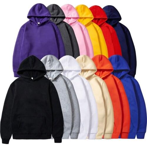 Autumn / Winter Solid Color Hooded Sweatshirt Street Wear Casual Fashion Long Sleeve Top Mens New Leisure Hoodie Pullover