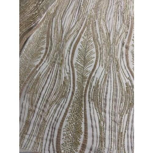 Unique african French Lace Fabric with beads African Tulle Lace Fabric J-1888812 for wedding dress