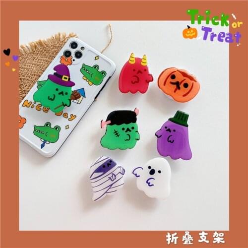 Universal Cute Cartoon Ghost Fold Finger Grip Mobile Phone Holder for IPhone Samsung Huawei Phone Bracket Holder Grip Stand